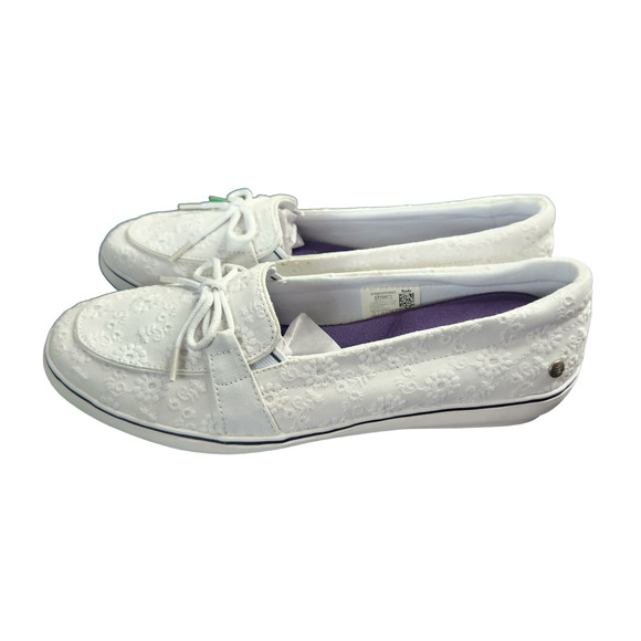 Shoes Womens 9 White Lace Overlay Boat